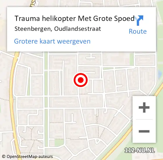 Locatie op kaart van de 112 melding: Trauma helikopter Met Grote Spoed Naar Steenbergen, Oudlandsestraat op 6 april 2025 11:27
