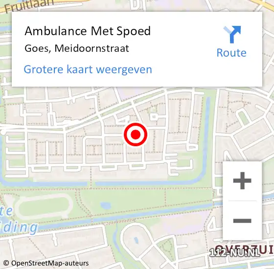 Locatie op kaart van de 112 melding: Ambulance Met Spoed Naar Goes, Meidoornstraat op 12 november 2014 13:30