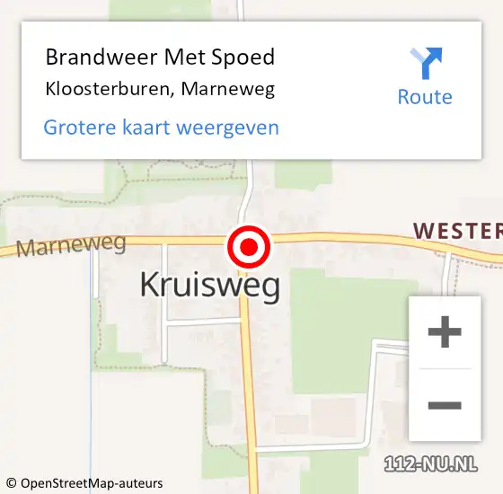 Locatie op kaart van de 112 melding: Brandweer Met Spoed Naar Kloosterburen, Marneweg op 6 april 2025 12:37
