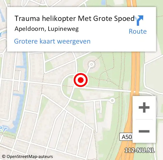 Locatie op kaart van de 112 melding: Trauma helikopter Met Grote Spoed Naar Apeldoorn, Lupineweg op 6 april 2025 12:45