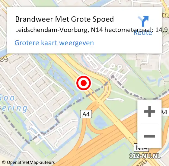Locatie op kaart van de 112 melding: Brandweer Met Grote Spoed Naar Leidschendam-Voorburg, N14 hectometerpaal: 14,9 op 6 april 2025 12:52