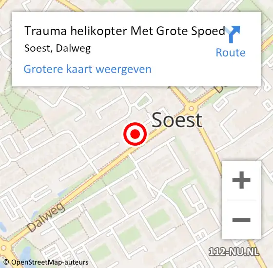 Locatie op kaart van de 112 melding: Trauma helikopter Met Grote Spoed Naar Soest, Dalweg op 6 april 2025 13:02