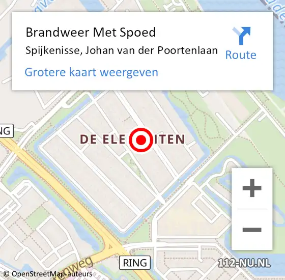 Locatie op kaart van de 112 melding: Brandweer Met Spoed Naar Spijkenisse, Johan van der Poortenlaan op 6 april 2025 13:11