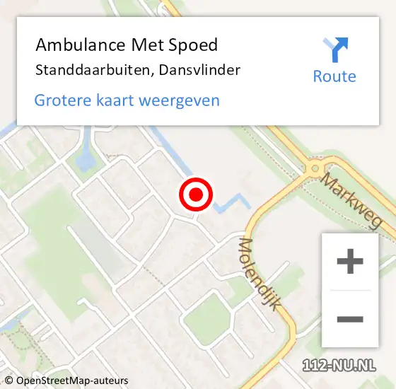 Locatie op kaart van de 112 melding: Ambulance Met Spoed Naar Standdaarbuiten, Dansvlinder op 12 november 2014 13:36