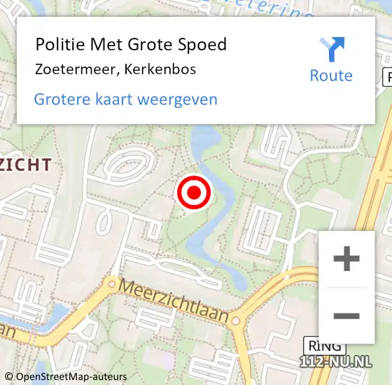 Locatie op kaart van de 112 melding: Politie Met Grote Spoed Naar Zoetermeer, Kerkenbos op 6 april 2025 14:27