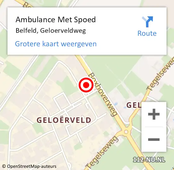 Locatie op kaart van de 112 melding: Ambulance Met Spoed Naar Belfeld, Geloerveldweg op 12 november 2014 13:45