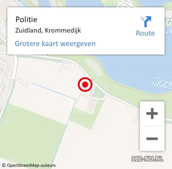 Locatie op kaart van de 112 melding: Politie Zuidland, Krommedijk op 6 april 2025 15:20