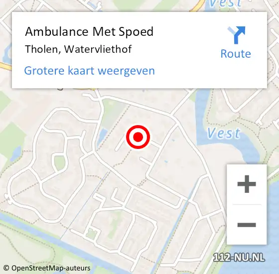 Locatie op kaart van de 112 melding: Ambulance Met Spoed Naar Tholen, Watervliethof op 12 november 2014 13:49