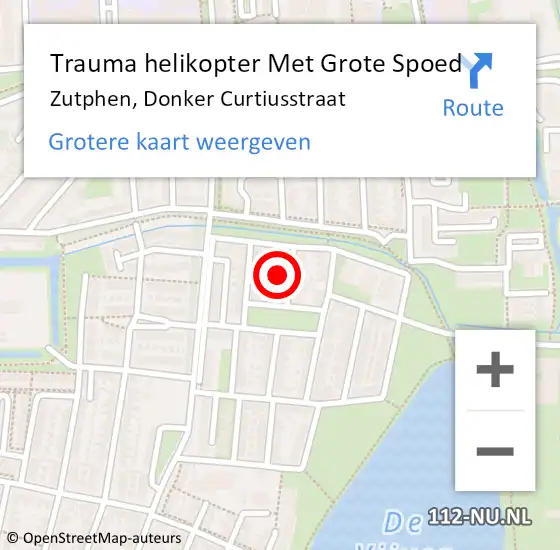 Locatie op kaart van de 112 melding: Trauma helikopter Met Grote Spoed Naar Zutphen, Donker Curtiusstraat op 6 april 2025 16:24