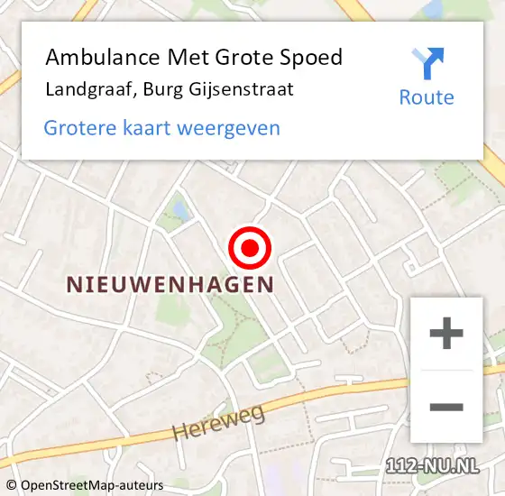 Locatie op kaart van de 112 melding: Ambulance Met Grote Spoed Naar Landgraaf, Burg Gijsenstraat op 12 november 2014 13:51