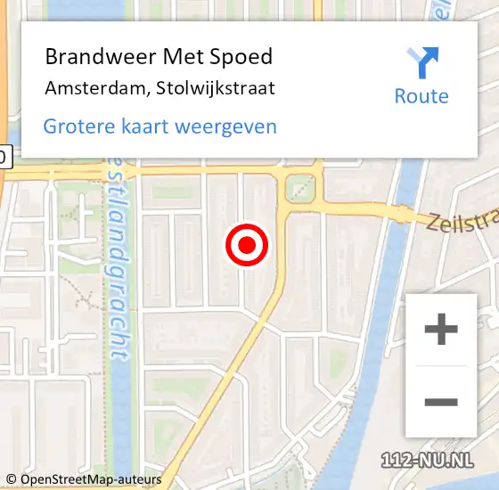 Locatie op kaart van de 112 melding: Brandweer Met Spoed Naar Amsterdam, Stolwijkstraat op 6 april 2025 16:33