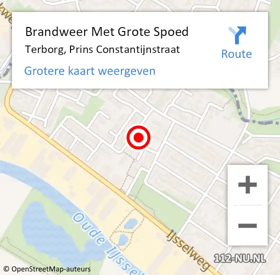 Locatie op kaart van de 112 melding: Brandweer Met Grote Spoed Naar Terborg, Prins Constantijnstraat op 12 november 2014 14:15