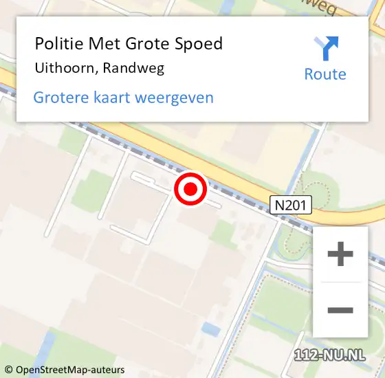 Locatie op kaart van de 112 melding: Politie Met Grote Spoed Naar Uithoorn, Randweg op 6 april 2025 20:58