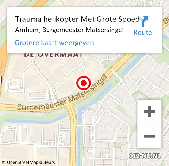 Locatie op kaart van de 112 melding: Trauma helikopter Met Grote Spoed Naar Arnhem, Burgemeester Matsersingel op 6 april 2025 21:49