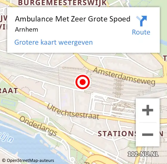 Locatie op kaart van de 112 melding: Ambulance Met Zeer Grote Spoed Naar Arnhem op 6 april 2025 21:50