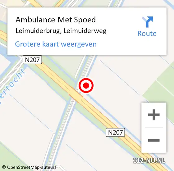 Locatie op kaart van de 112 melding: Ambulance Met Spoed Naar Leimuiderbrug, Leimuiderweg op 6 april 2025 22:01