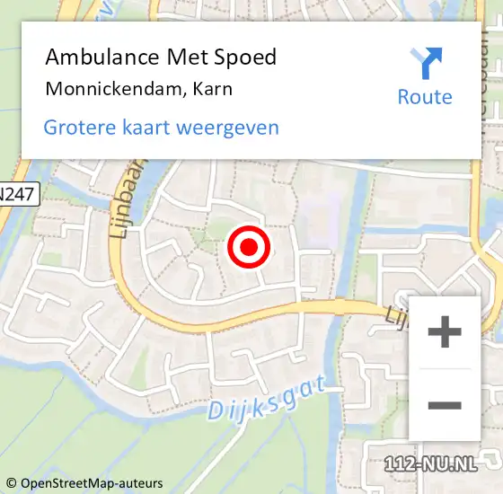 Locatie op kaart van de 112 melding: Ambulance Met Spoed Naar Monnickendam, Karn op 6 april 2025 22:05