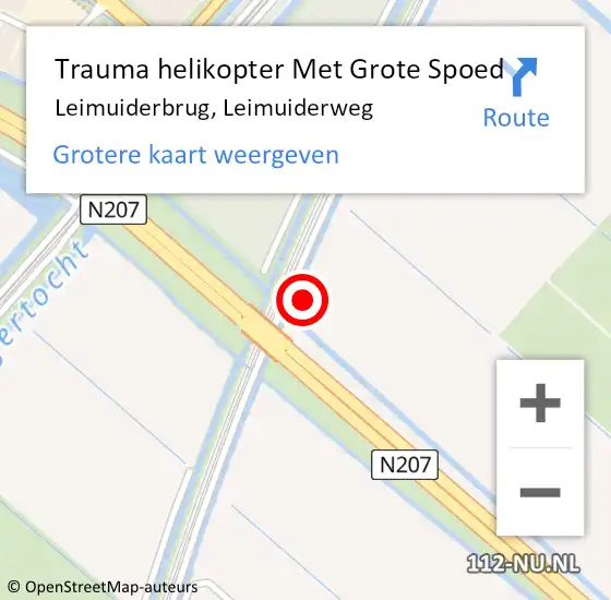 Locatie op kaart van de 112 melding: Trauma helikopter Met Grote Spoed Naar Leimuiderbrug, Leimuiderweg op 6 april 2025 22:07
