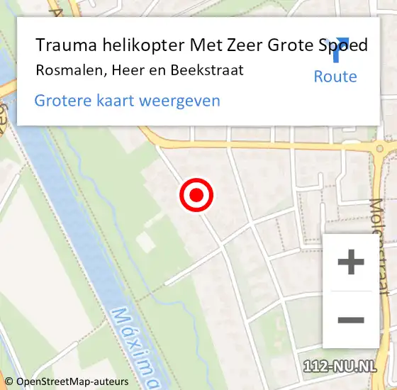Locatie op kaart van de 112 melding: Trauma helikopter Met Zeer Grote Spoed Naar Rosmalen, Heer en Beekstraat op 6 april 2025 23:12