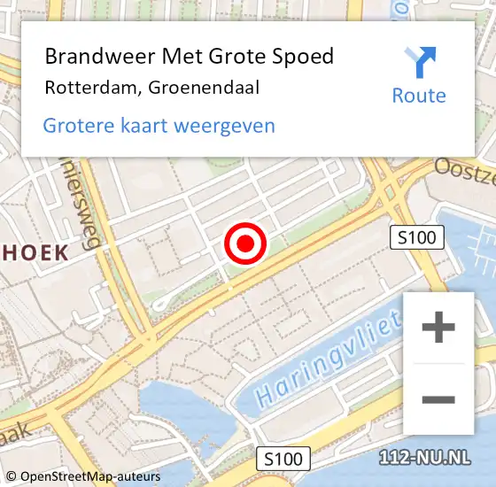 Locatie op kaart van de 112 melding: Brandweer Met Grote Spoed Naar Rotterdam, Groenendaal op 7 april 2025 00:13