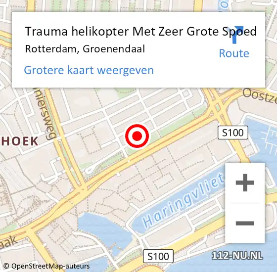 Locatie op kaart van de 112 melding: Trauma helikopter Met Zeer Grote Spoed Naar Rotterdam, Groenendaal op 7 april 2025 00:14