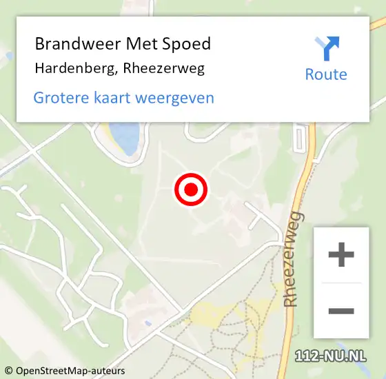 Locatie op kaart van de 112 melding: Brandweer Met Spoed Naar Hardenberg, Rheezerweg op 7 april 2025 00:58