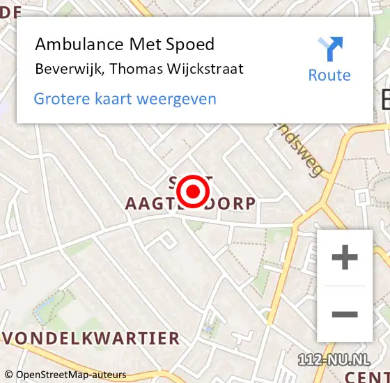 Locatie op kaart van de 112 melding: Ambulance Met Spoed Naar Beverwijk, Thomas Wijckstraat op 7 april 2025 02:03