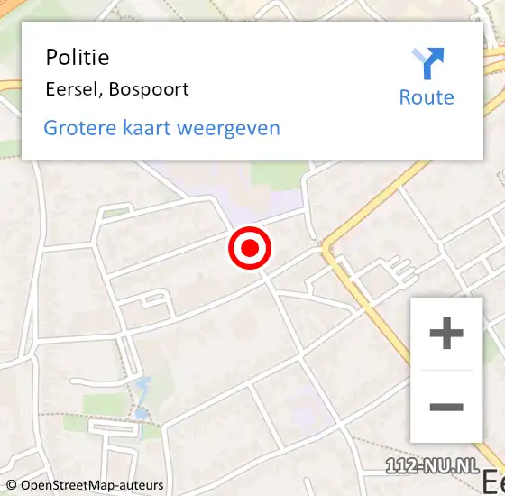 Locatie op kaart van de 112 melding: Politie Eersel, Bospoort op 7 april 2025 08:51