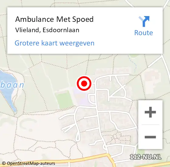 Locatie op kaart van de 112 melding: Ambulance Met Spoed Naar Vlieland, Esdoornlaan op 12 november 2014 15:01