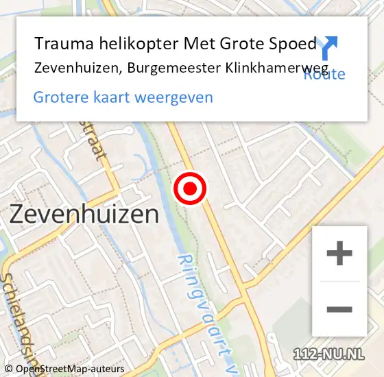 Locatie op kaart van de 112 melding: Trauma helikopter Met Grote Spoed Naar Zevenhuizen, Burgemeester Klinkhamerweg op 7 april 2025 09:36