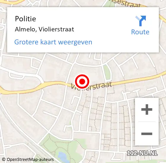 Locatie op kaart van de 112 melding: Politie Almelo, Violierstraat op 7 april 2025 10:03