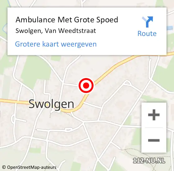 Locatie op kaart van de 112 melding: Ambulance Met Grote Spoed Naar Swolgen, Van Weedtstraat op 12 november 2014 15:10