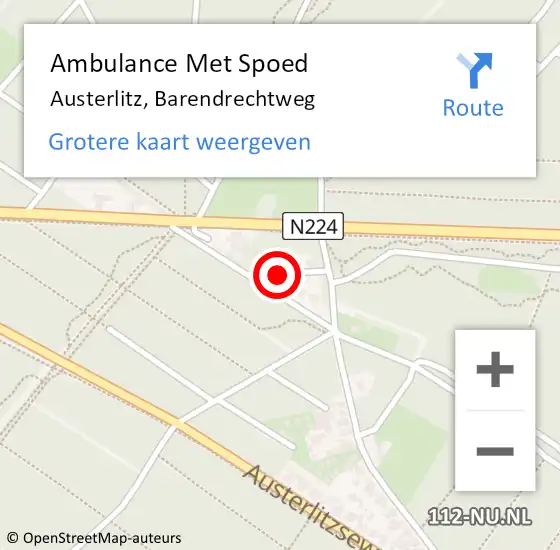 Locatie op kaart van de 112 melding: Ambulance Met Spoed Naar Austerlitz, Barendrechtweg op 6 september 2013 02:13