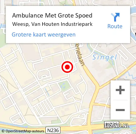 Locatie op kaart van de 112 melding: Ambulance Met Grote Spoed Naar Weesp, Van Houten Industriepark op 12 november 2014 15:35