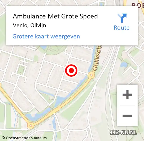 Locatie op kaart van de 112 melding: Ambulance Met Grote Spoed Naar Venlo, Olivijn op 12 november 2014 15:37