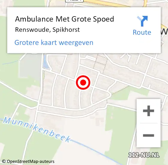 Locatie op kaart van de 112 melding: Ambulance Met Grote Spoed Naar Renswoude, Spikhorst op 12 november 2014 15:38