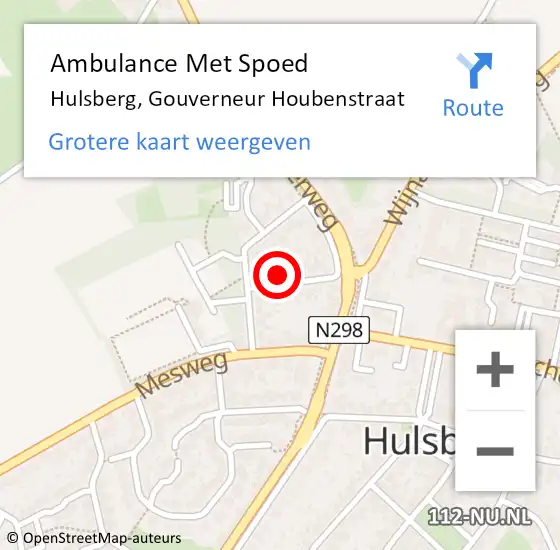 Locatie op kaart van de 112 melding: Ambulance Met Spoed Naar Hulsberg, Gouverneur Houbenstraat op 12 november 2014 15:39