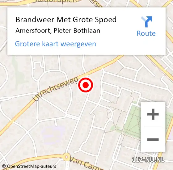 Locatie op kaart van de 112 melding: Brandweer Met Grote Spoed Naar Amersfoort, Pieter Bothlaan op 12 november 2014 15:53