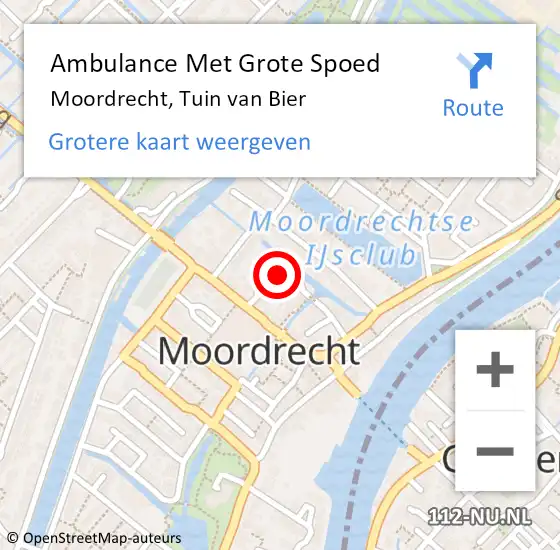 Locatie op kaart van de 112 melding: Ambulance Met Grote Spoed Naar Moordrecht, Tuin van Bier op 7 april 2025 15:58