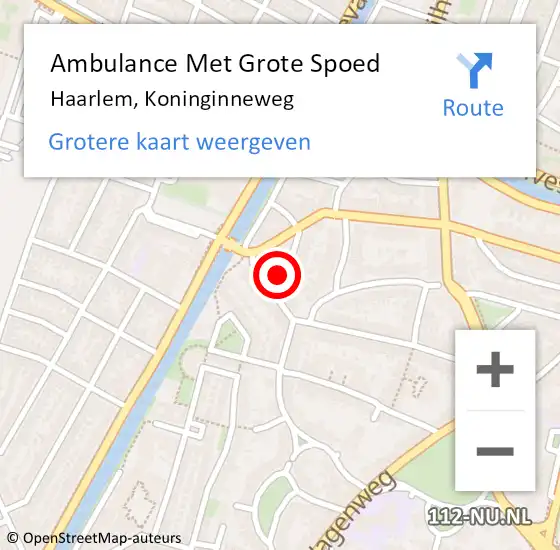 Locatie op kaart van de 112 melding: Ambulance Met Grote Spoed Naar Haarlem, Koninginneweg op 7 april 2025 16:08