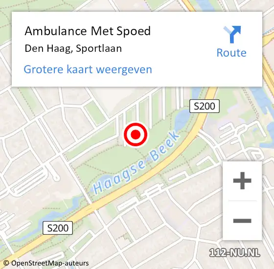 Locatie op kaart van de 112 melding: Ambulance Met Spoed Naar Den Haag, Sportlaan op 7 april 2025 20:49