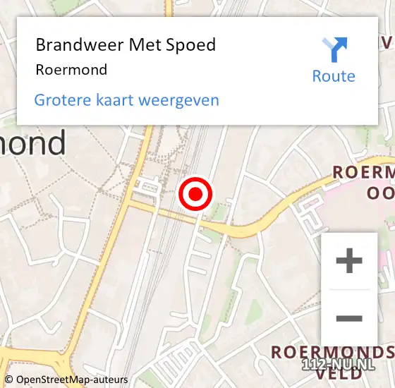 Locatie op kaart van de 112 melding: Brandweer Met Spoed Naar Roermond op 7 april 2025 21:00