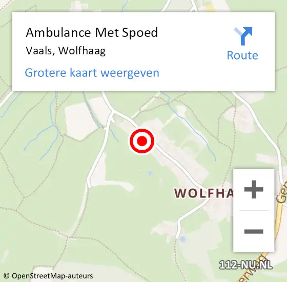 Locatie op kaart van de 112 melding: Ambulance Met Spoed Naar Vaals, Wolfhaag op 12 november 2014 16:20