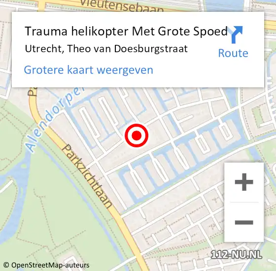 Locatie op kaart van de 112 melding: Trauma helikopter Met Grote Spoed Naar Utrecht, Theo van Doesburgstraat op 7 april 2025 22:12