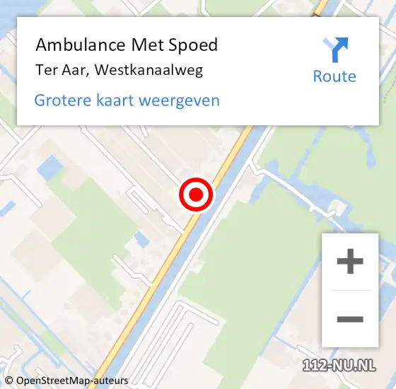 Locatie op kaart van de 112 melding: Ambulance Met Spoed Naar Ter Aar, Westkanaalweg op 20 oktober 2013 21:21