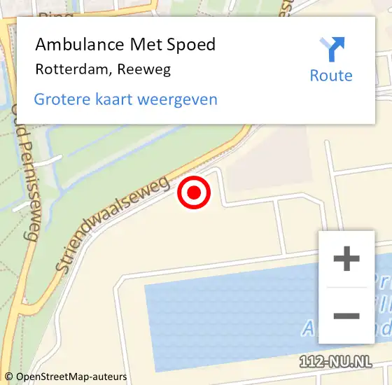 Locatie op kaart van de 112 melding: Ambulance Met Spoed Naar Rotterdam, Reeweg op 8 april 2025 02:46