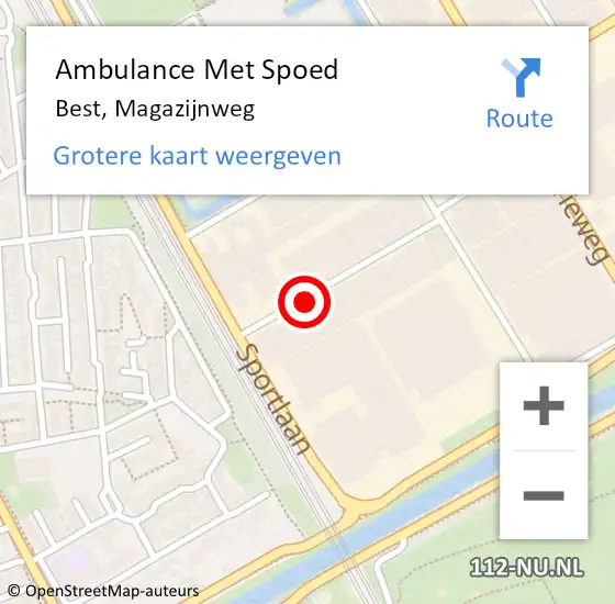 Locatie op kaart van de 112 melding: Ambulance Met Spoed Naar Best, Magazijnweg op 12 november 2014 16:36