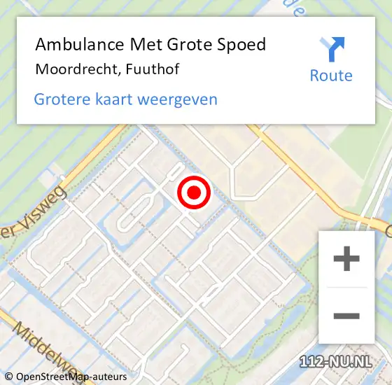 Locatie op kaart van de 112 melding: Ambulance Met Grote Spoed Naar Moordrecht, Fuuthof op 8 april 2025 05:33