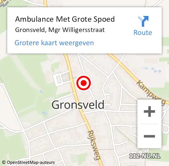 Locatie op kaart van de 112 melding: Ambulance Met Grote Spoed Naar Gronsveld, Mgr Willigersstraat op 12 november 2014 16:40