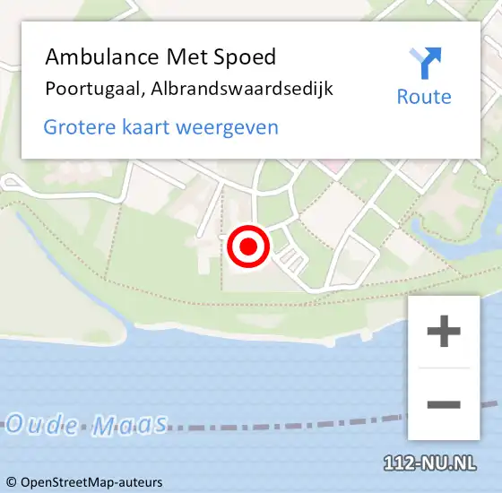 Locatie op kaart van de 112 melding: Ambulance Met Spoed Naar Poortugaal, Albrandswaardsedijk op 8 april 2025 07:02